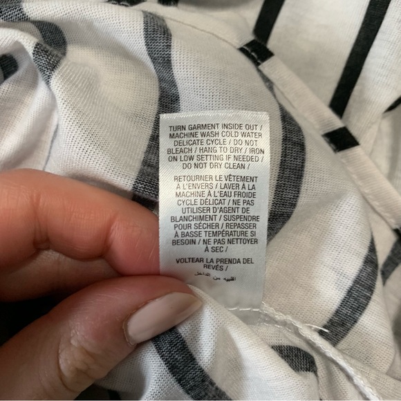 White and Black Stripped Long Sleeve Button up - Picture 3 of 7